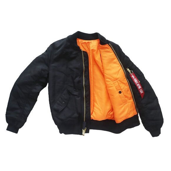 ALPHA INDUSTRIES Women's Black Nylon MA-1 Flight Reversible Zip Bomber Jacket XS - Picture 7 of 11